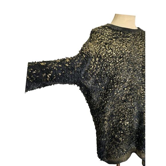 Avant Toi black gold metallic distressed-effect sweater size XL - Picture 9 of 12